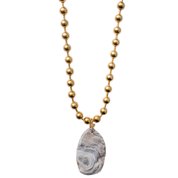 Agate Druzy Ball Chain Necklace