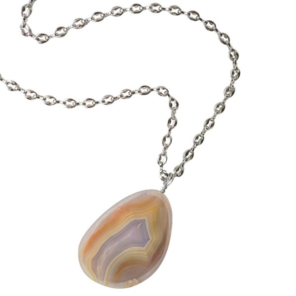 Purple Lace Agate Pendant Necklace - Image 3