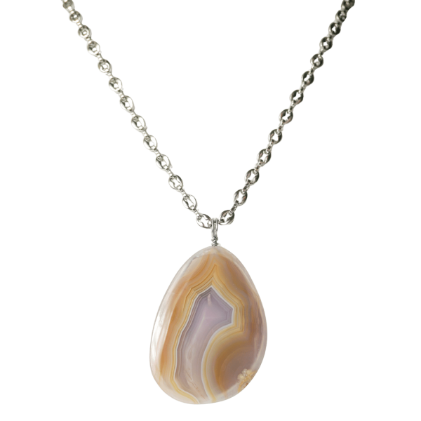 Purple Lace Agate Pendant Necklace
