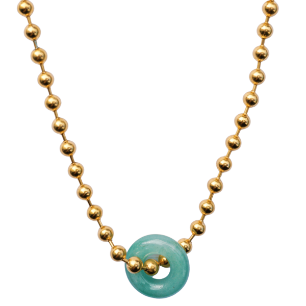 Aventurine Donut Ball Chain Necklace