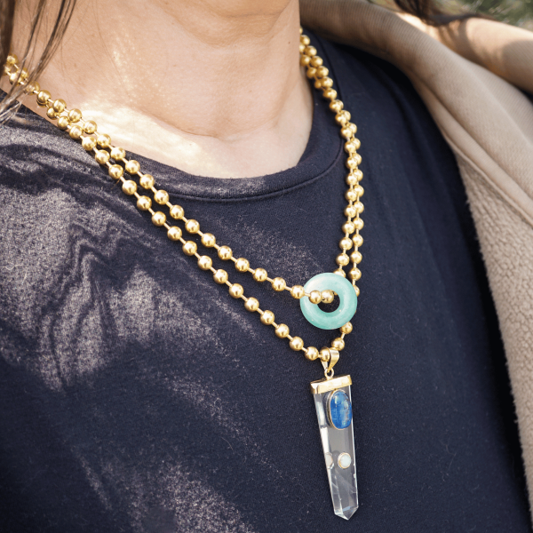 Aventurine Donut Ball Chain Necklace - Image 2
