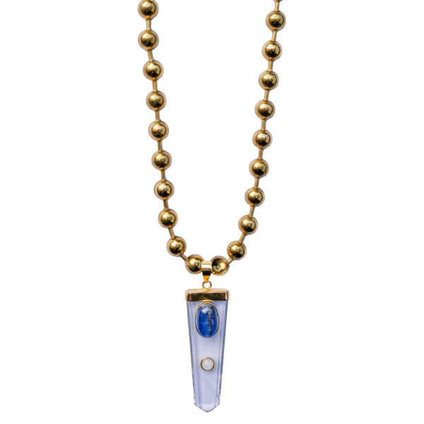 Clear Quartz, Blue Kyanite & Moonstone Ball Chain Necklace