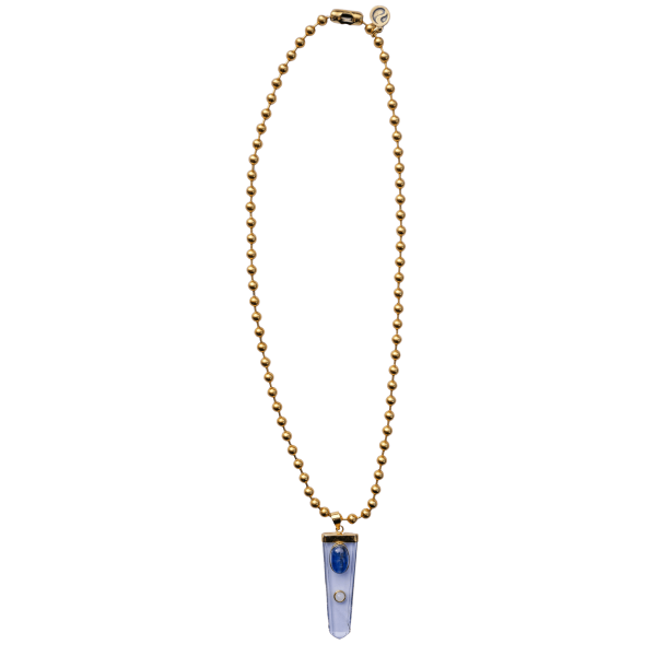 Clear Quartz, Blue Kyanite & Moonstone Ball Chain Necklace - Image 3