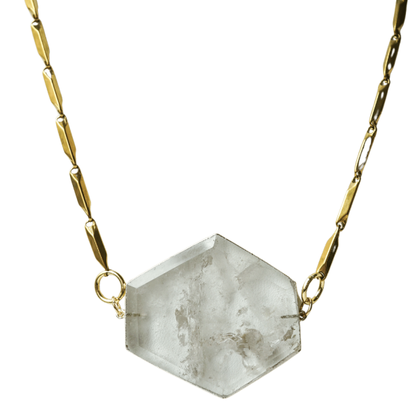 Clear Quartz Plate Pendant Necklace