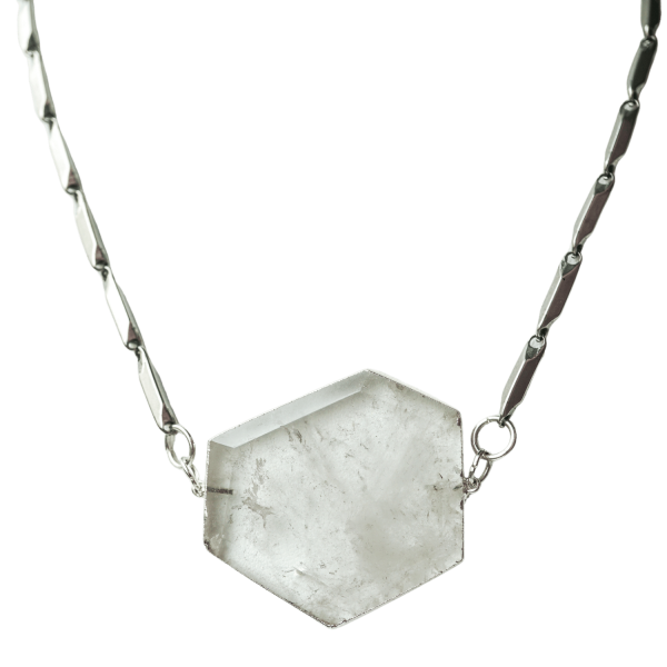 Clear Quartz Plate Pendant Necklace - Image 8
