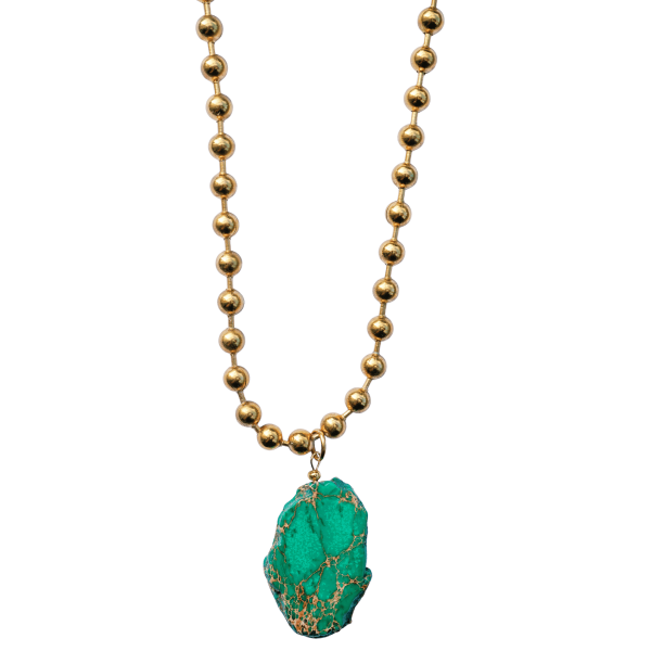 Green Imperial Jasper Ball Chain Necklace