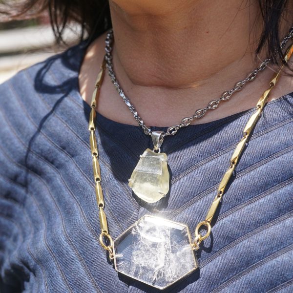 Clear Quartz Plate Pendant Necklace - Image 2