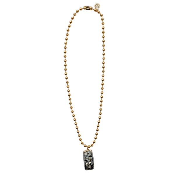 Pyrite Rectangle Ball Chain Necklace - Image 2
