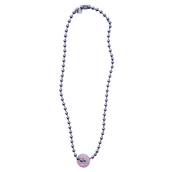Rose Quartz Donut Ball Chain Necklace - Image 3