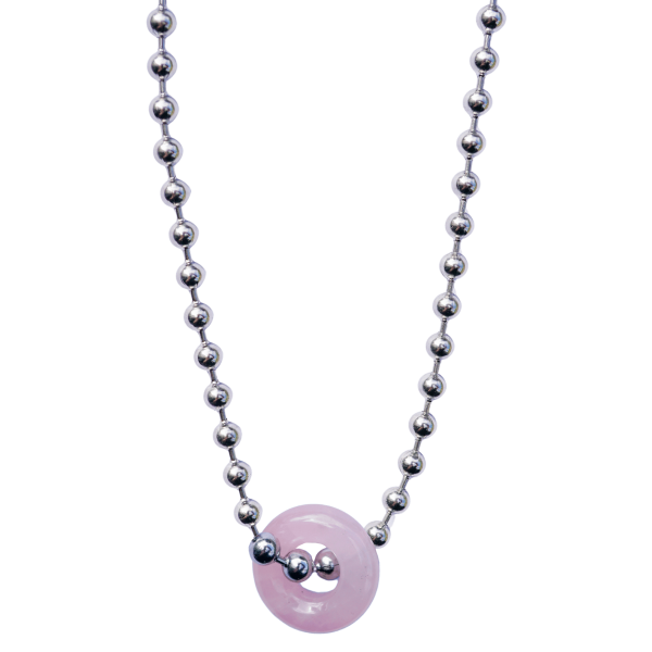 Rose Quartz Donut Ball Chain Necklace