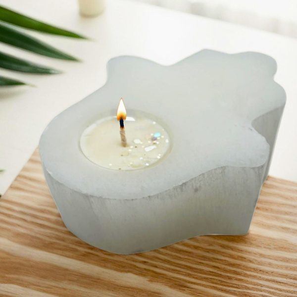Selenite Hamsa Tealight Holder - Image 2