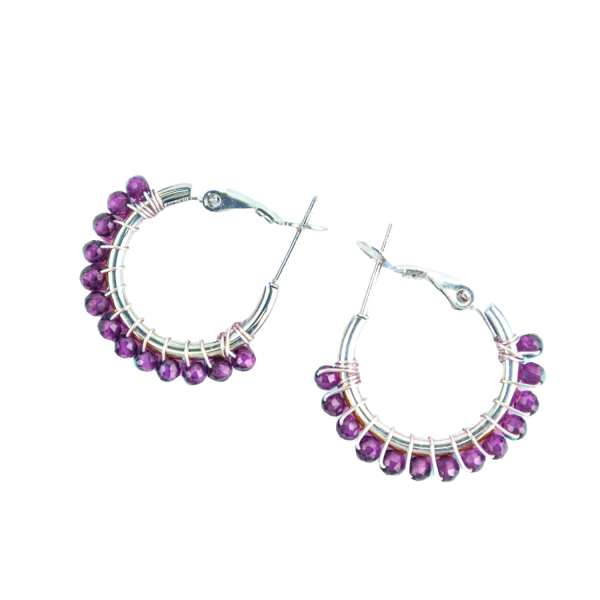 Amethyst Crystal Hoop Earrings