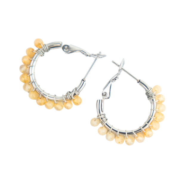 Citrine Crystal Hoop Earrings - Image 2