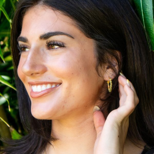 Peridot Crystal Hoop Earrings - Image 3