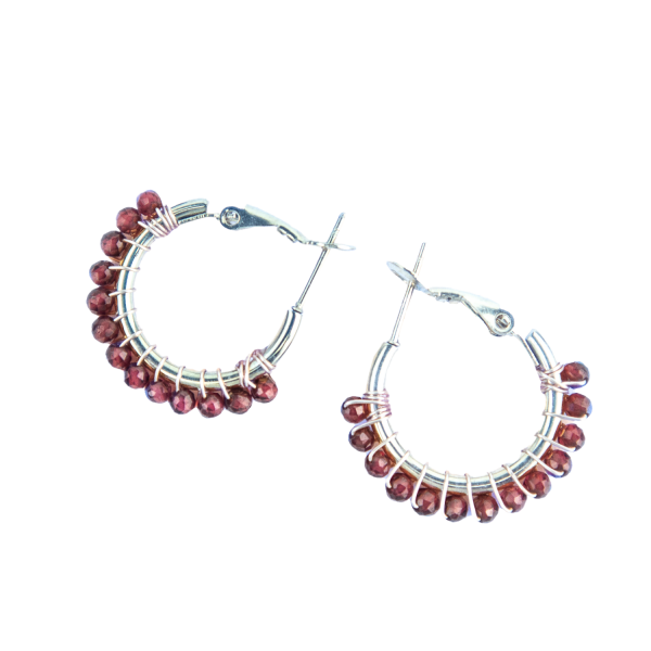 Ruby Crystal Hoop Earrings - Image 2