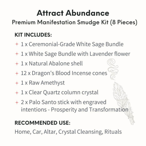 Attract Abundance - Premium Manifestation Smudge Kit (8 Pieces) - Image 6
