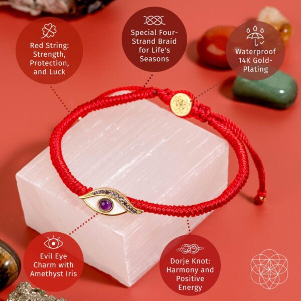 Eye of Spiritual Protection - Four-Strand Red String Bracelet - Image 4