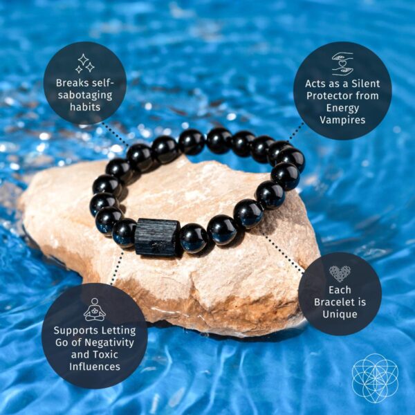Habit Breaker - Black Obsidian & Tourmaline Bracelet - Image 5