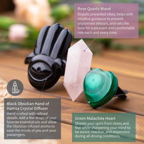 Hamsa Hand of Safe Travels: Aromatherapy Crystal Car Kit - Image 4