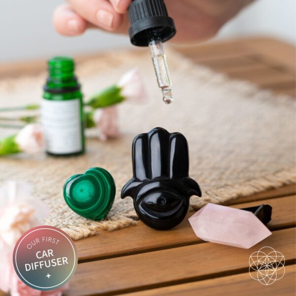Hamsa Hand of Safe Travels: Aromatherapy Crystal Car Kit - Image 2
