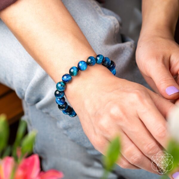 Hawk’s Focus – Royal Blue Tiger’s Eye Bracelet - Image 4
