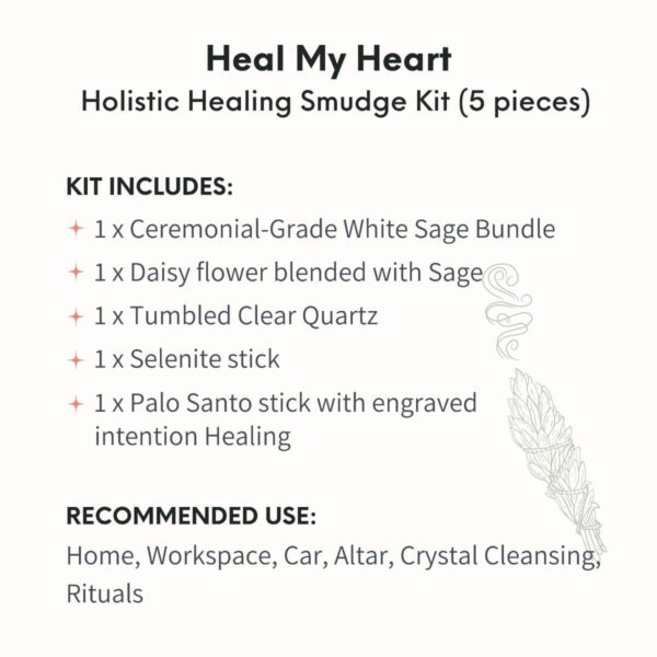 Heal My Heart - Holistic Healing Smudge Kit (5 pieces) - Image 6