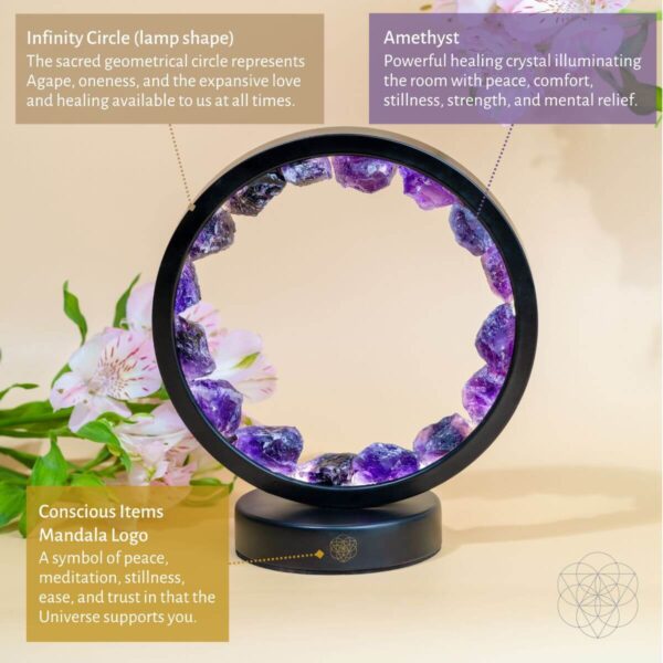 I Am At Peace - Spiritual Protection Amethyst Lamp - Image 5