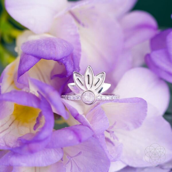 I Am Divinely Guided: 111 Angel Number Silver Lotus Ring - Image 6