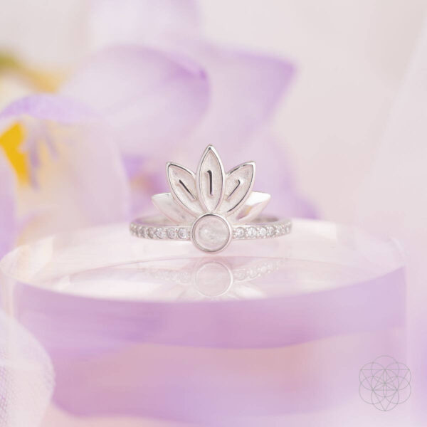 I Am Divinely Guided: 111 Angel Number Silver Lotus Ring - Image 8