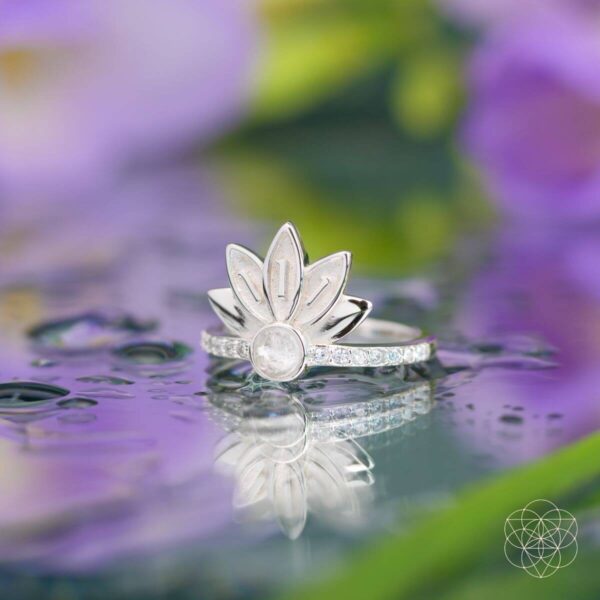 I Am Divinely Guided: 111 Angel Number Silver Lotus Ring - Image 7
