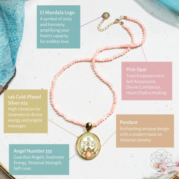 I Am Love - 333 Pink Opal Silver Necklace of True Love - Image 4