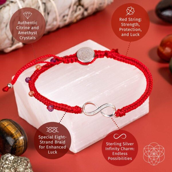 Infinite Prosperity - Eight-Strand Red String Bracelet - Image 4