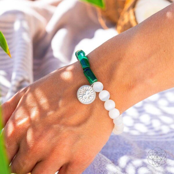 Infinite Triumph - Malachite & Selenite Success Bracelet - Image 2