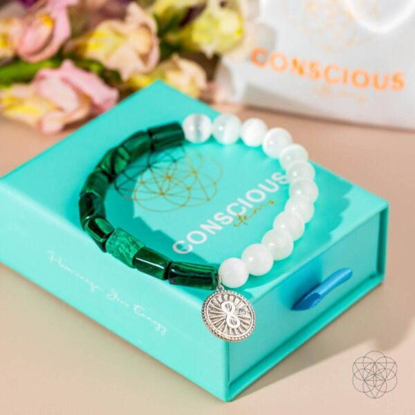 Infinite Triumph - Malachite & Selenite Success Bracelet - Image 7