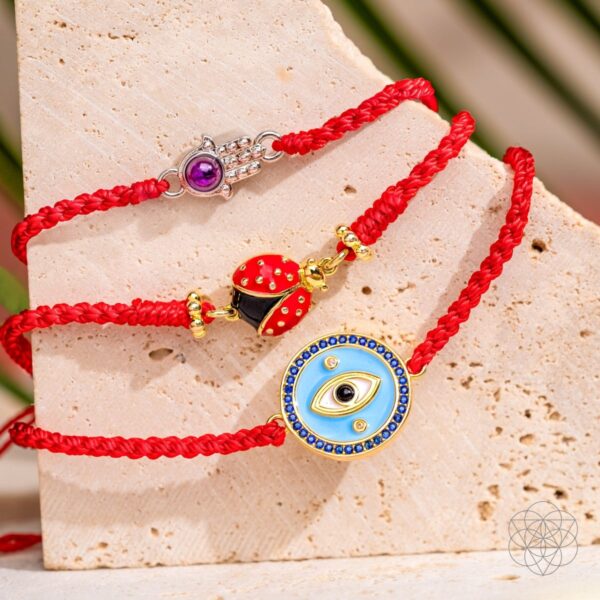 Lucky Ladybug - Four-Strand Red String Bracelet - Image 6