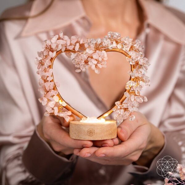 Mend My Broken Heart - Rose & Clear Quartz Tree Lamp - Image 3