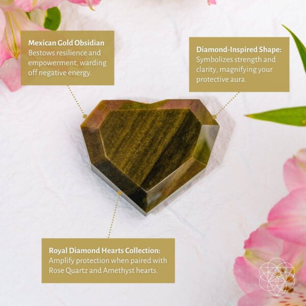 Royal Diamond Heart - Mexican Gold Obsidian for Protection - Image 5