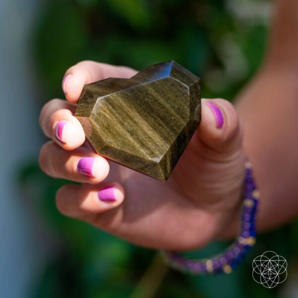 Royal Diamond Heart - Mexican Gold Obsidian for Protection - Image 3